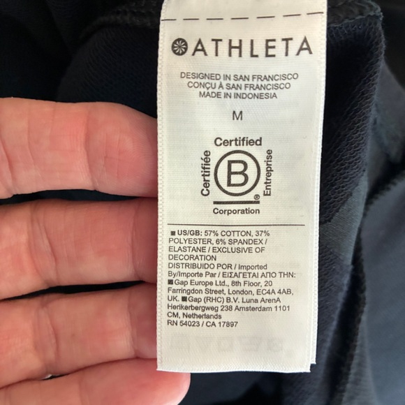 Athleta Retroterry V-Neck Sweatshirt Tee Sleeveless Black Medium - Picture 11 of 16